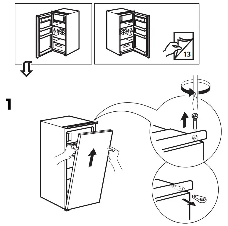 IKEA 404.964.66 FORKYLD Fridge with Freezer Compartment Instruction Manual - Installation 1