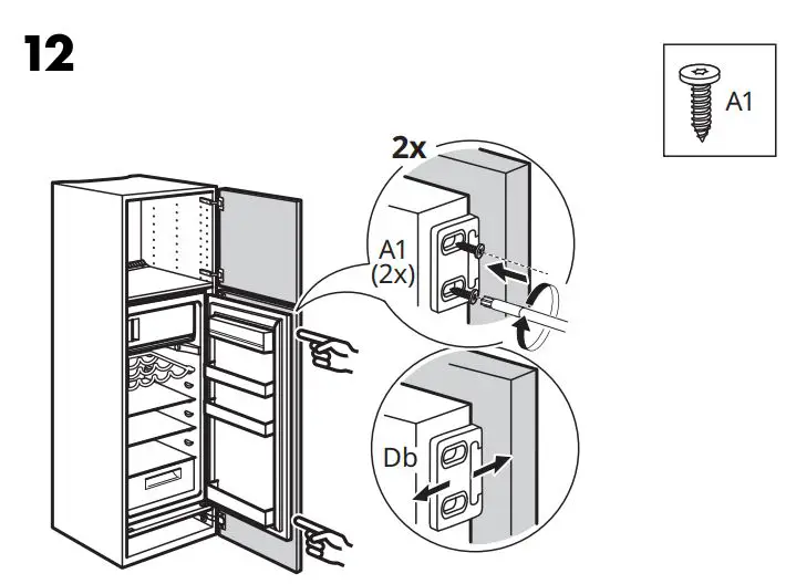IKEA 404.964.66 FORKYLD Fridge with Freezer Compartment Instruction Manual - Installation 12