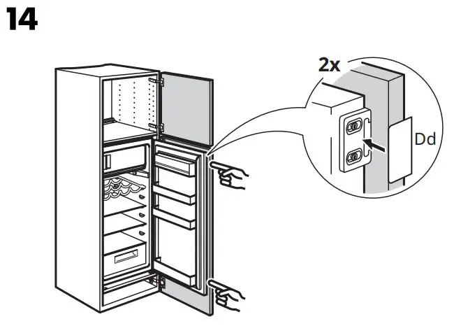 IKEA 404.964.66 FORKYLD Fridge with Freezer Compartment Instruction Manual - Installation 14