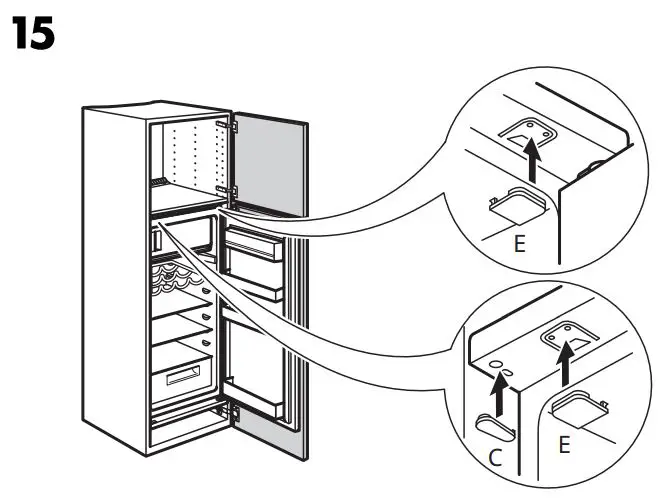 IKEA 404.964.66 FORKYLD Fridge with Freezer Compartment Instruction Manual - Installation 15