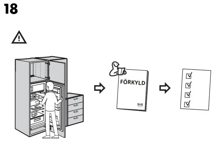 IKEA 404.964.66 FORKYLD Fridge with Freezer Compartment Instruction Manual - Installation 18