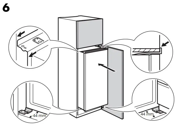IKEA 404.964.66 FORKYLD Fridge with Freezer Compartment Instruction Manual - Installation 6-6