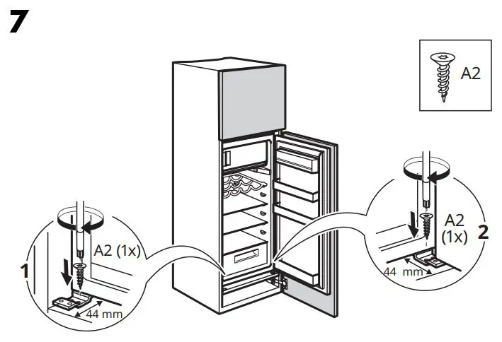 IKEA 404.964.66 FORKYLD Fridge with Freezer Compartment Instruction Manual - Installation 7-7