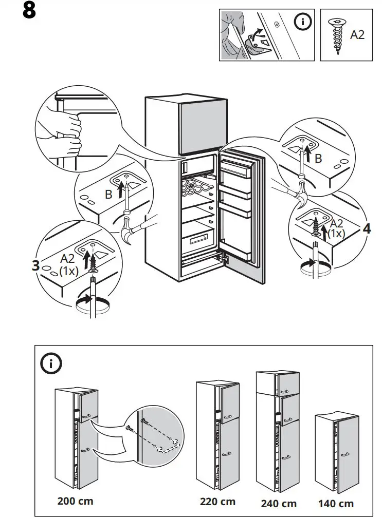 IKEA 404.964.66 FORKYLD Fridge with Freezer Compartment Instruction Manual - Installation 8-8