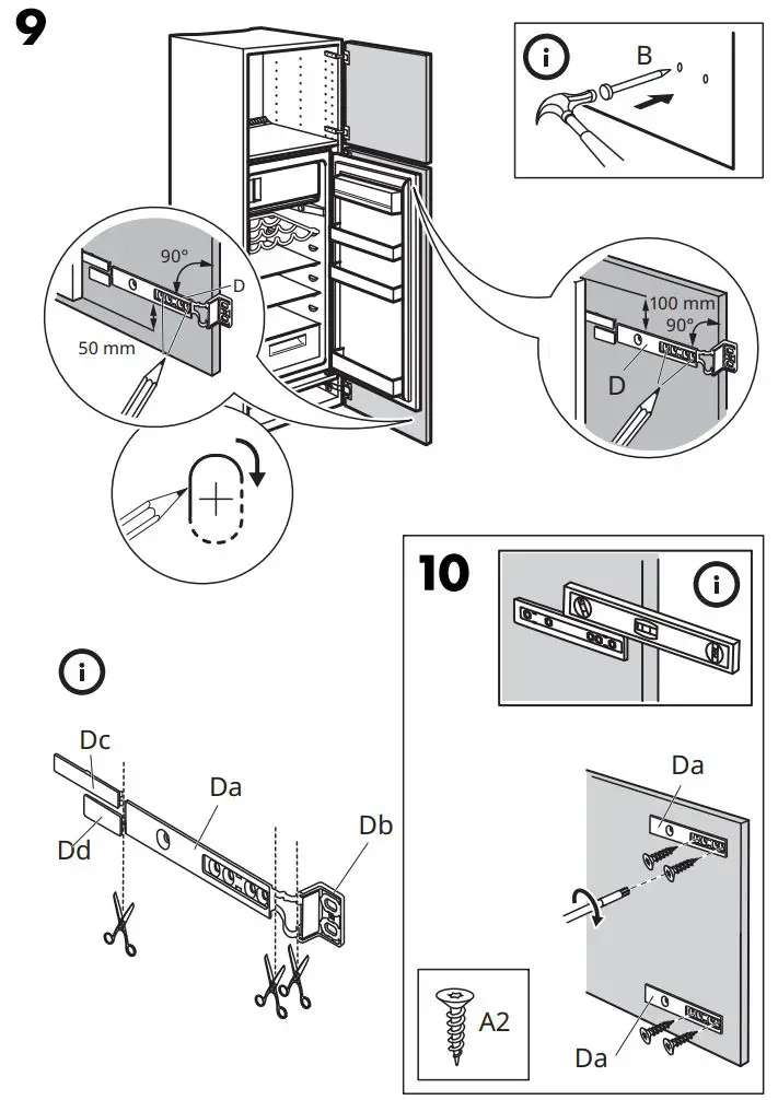 IKEA 404.964.66 FORKYLD Fridge with Freezer Compartment Instruction Manual - Installation 9-9