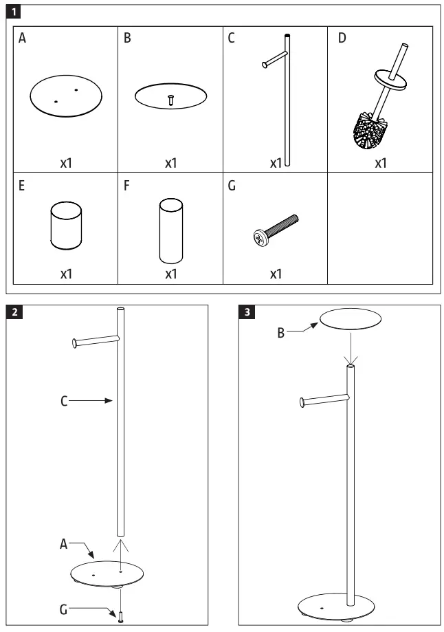 CUR AQUA 010583 Toilet Paper Holder with Brush - fig