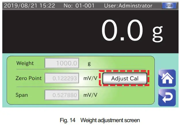 AND AD 4412 CW Weighing Indicator - Adjusting the weight 2
