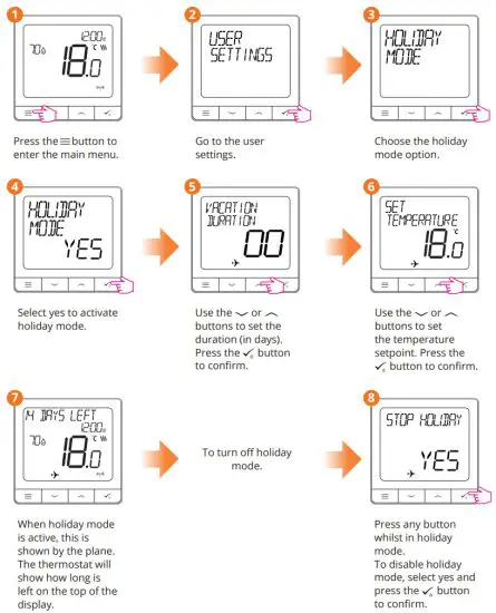 Continal SQ610 Quantum Digital Thermostat - Holiday mode