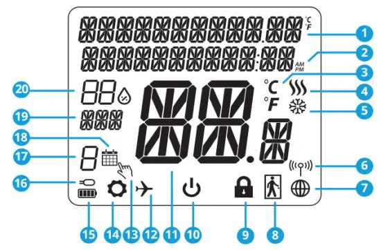 Continal SQ610 Quantum Digital Thermostat - LCD icon description