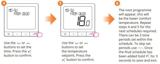 Continal SQ610 Quantum Digital Thermostat - Programming mode 3