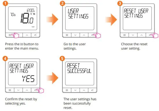 Continal SQ610 Quantum Digital Thermostat - Reset user settings