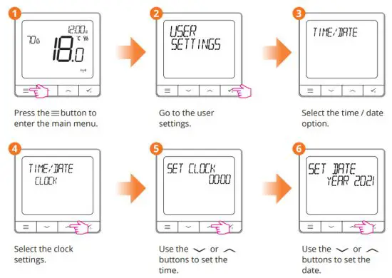 Continal SQ610 Quantum Digital Thermostat - Setting time and date