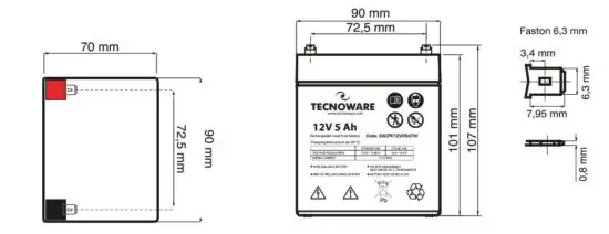 TECNOWARE Lead Sealed Battery 12 V Capacity 7 Ah - Power Battery