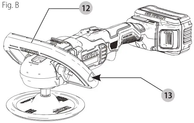 DEWALT 20V 7 Inch (180 mm) Variable Speed Rotary Polisher - Fig. B