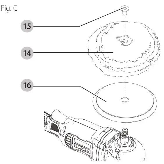 DEWALT 20V 7 Inch (180 mm) Variable Speed Rotary Polisher - Fig. C