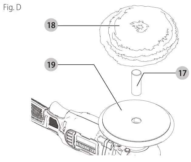 DEWALT 20V 7 Inch (180 mm) Variable Speed Rotary Polisher - Fig. D