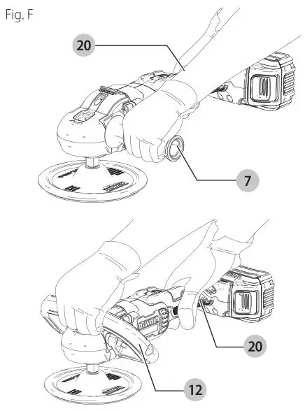 DEWALT 20V 7 Inch (180 mm) Variable Speed Rotary Polisher - Fig. F
