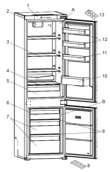 Cylinda KFI6277XNSE Combi Fridge and Freezer- fig1