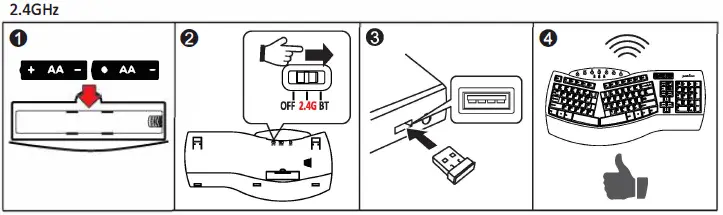 perixx 11354 Periboard-612 Wireless Ergonomic Split Keyboard with Dual Mode 2.4G fig 5