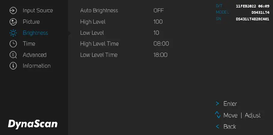 DynaScan DS431LT4 43 Inch Clean Back Digital Signage 24