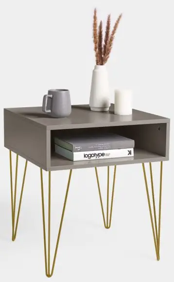 vonhaus 3000419 Jensen Grey Side Table