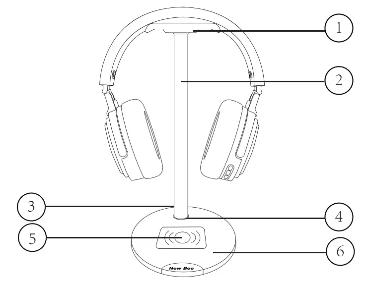 New Bee NB Z4 Headphone Stand with Fast Wireless Charger - fig 1