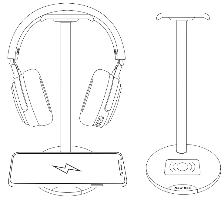 New Bee NB Z4 Headphone Stand with Fast Wireless Charger