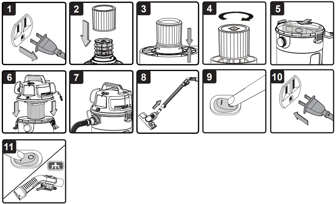 Vacmaster VK609PFR 0201 Wet Dry Shampoo Vacuum Cleaner - VACUUM OPERATION