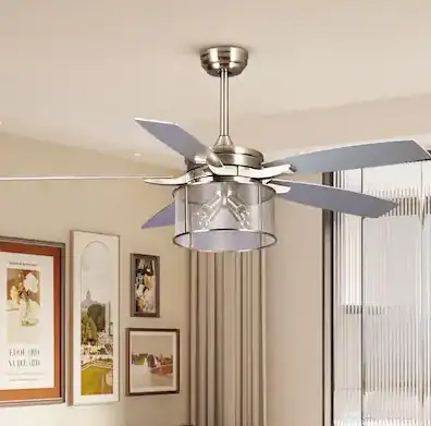 BANSA ROSE DHMTT2022090202 52 Inch Sand Nickel 5 Leaf Ceiling Fan