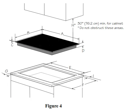 SHARP SCR3042FB Radiant Cooktop -COOKTOP AND CUTOUT DIMENSIONS (See Figure 4)