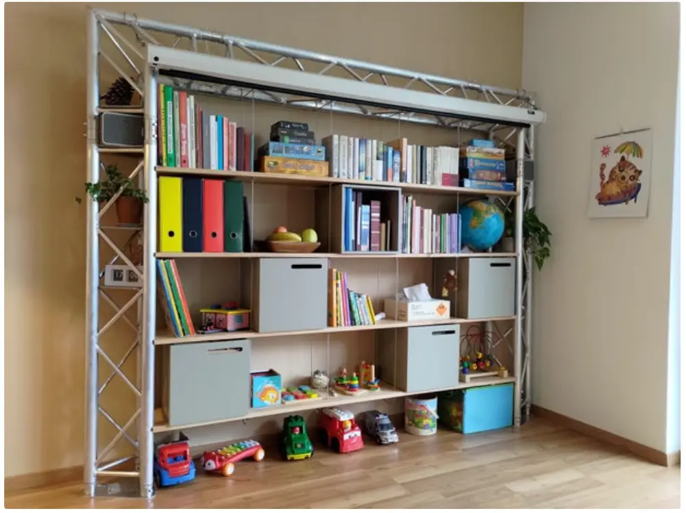 instructables Truss Frame Shelving Unit With Home Theater fig 18