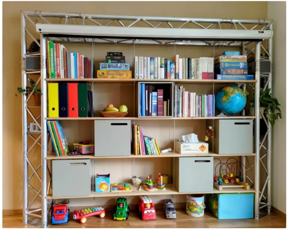 instructables Truss Frame Shelving Unit With Home Theater fig 19