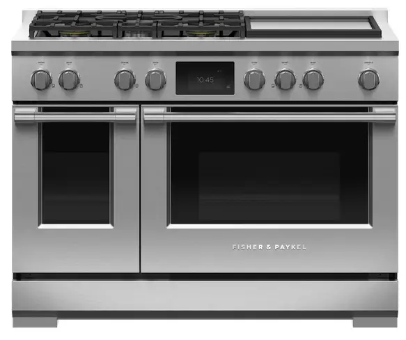 FISHER PAYKEL RDV3 485GD L 48 Inch 5 Burners Self Cleaning Dual Fuel Range with Griddle