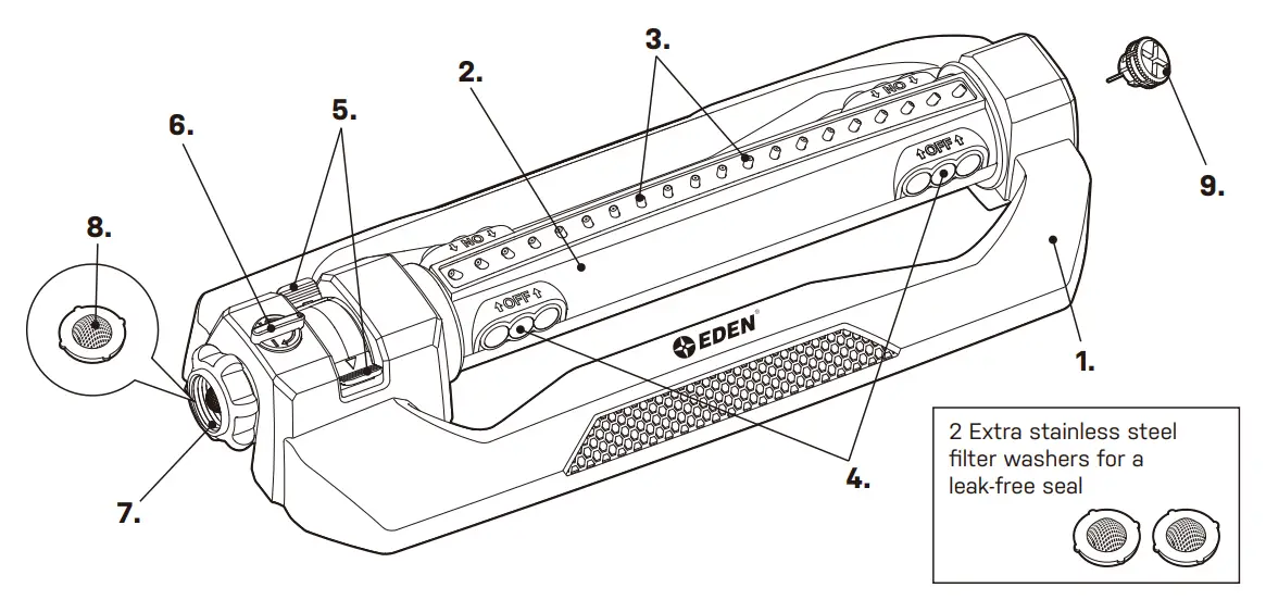 EDEN 96216EDAMZ Metal 20 Nazzles Variable Width Oscillating Sprinkler - fig 10