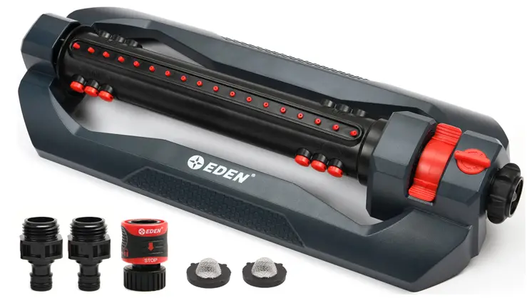 EDEN 96216EDAMZ Metal 20 Nazzles Variable Width Oscillating Sprinkler - Featured Image