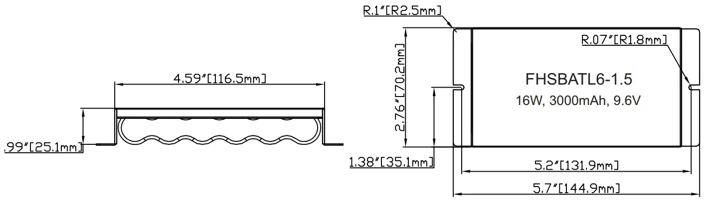 HOTSPOT FHS2 UNV 56S Emergency LED Driver - Battery Dimension11