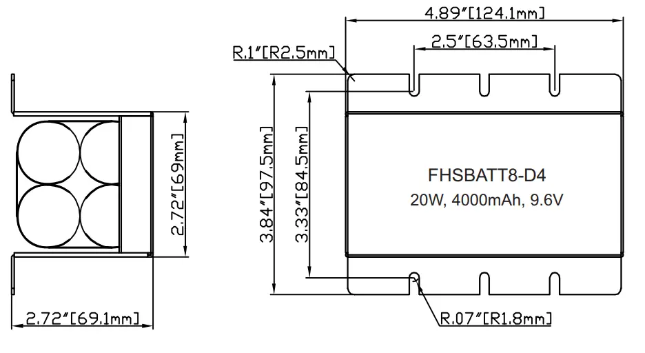 HOTSPOT FHS2 UNV 56S Emergency LED Driver - Battery Dimension14