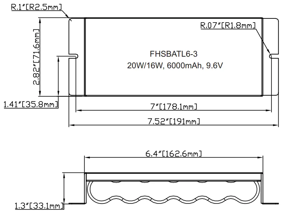 HOTSPOT FHS2 UNV 56S Emergency LED Driver - Battery Dimension15