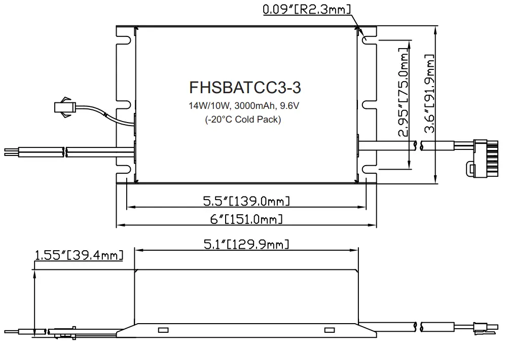 HOTSPOT FHS2 UNV 56S Emergency LED Driver - Battery Dimension7