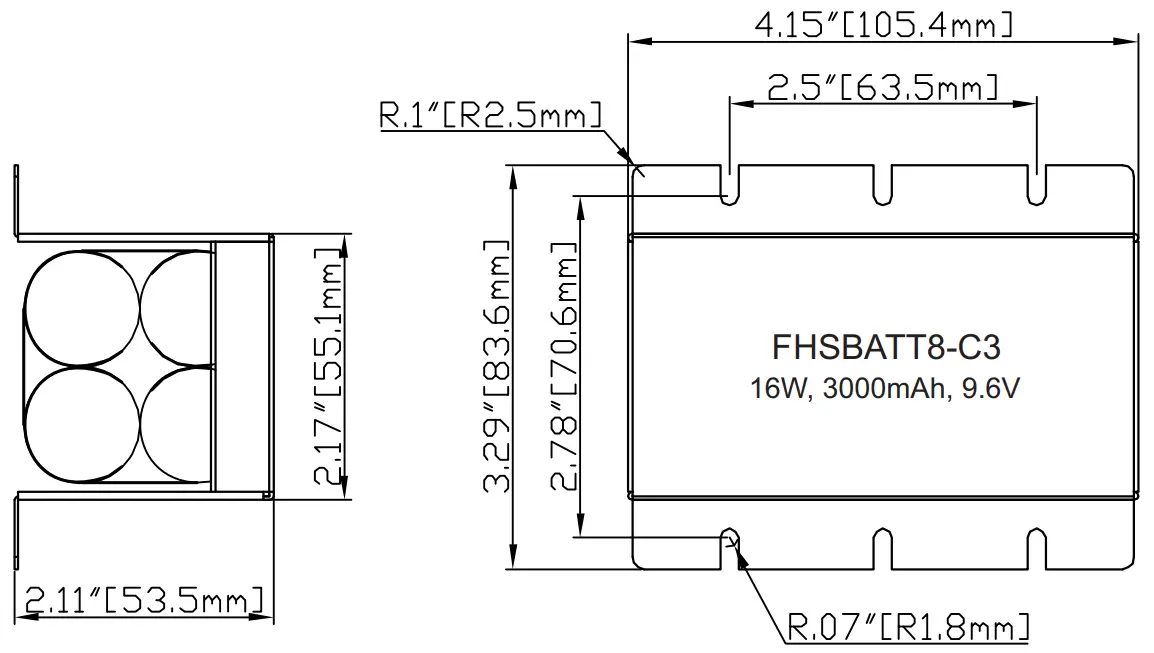 HOTSPOT FHS2 UNV 56S Emergency LED Driver - Battery Dimension8