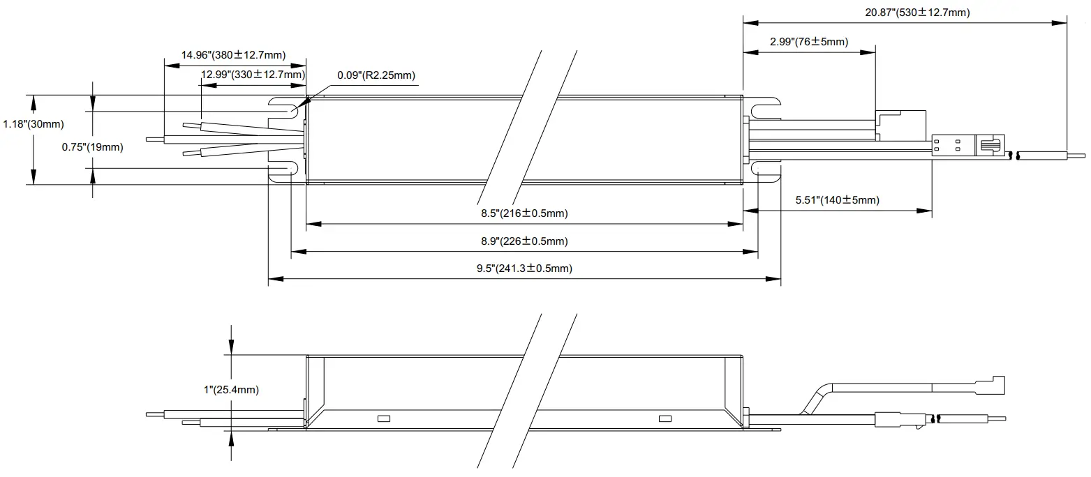 HOTSPOT FHS2 UNV 56S Emergency LED Driver - Mechanical Data