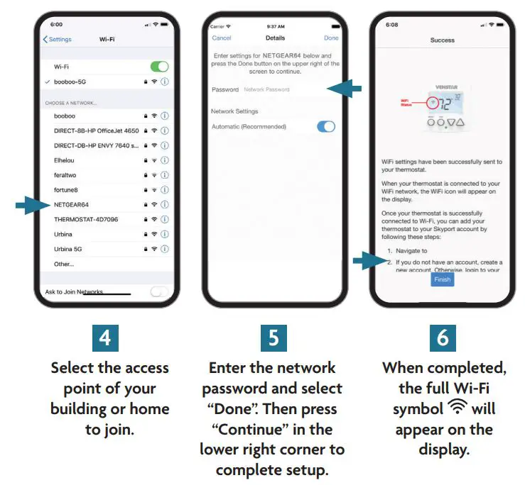VENSTAR Fan Coil Thermostat T2100 T2150 User Guide - Connect to Wi-Fi