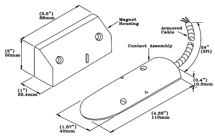 POTTER ODC 56 Series Overhead Door Contact with Fixed Magnet - Fig