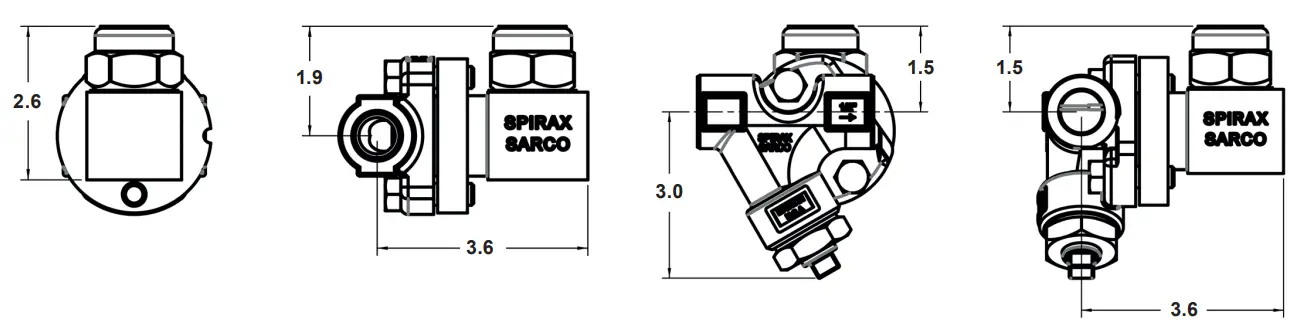 spirax sarco UTD52L Series Bar Stock Universal Thermodynamic Steam Trap - Dimensions