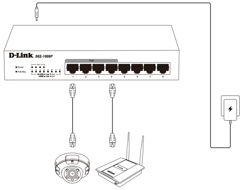 D-Link 1008P-DGS 8 Port Gigabit Switch -- part
