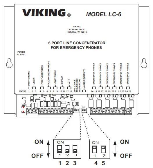 VIKING 6 Port Line Concentrator for Emergency Phones - Factory Reset all Programming
