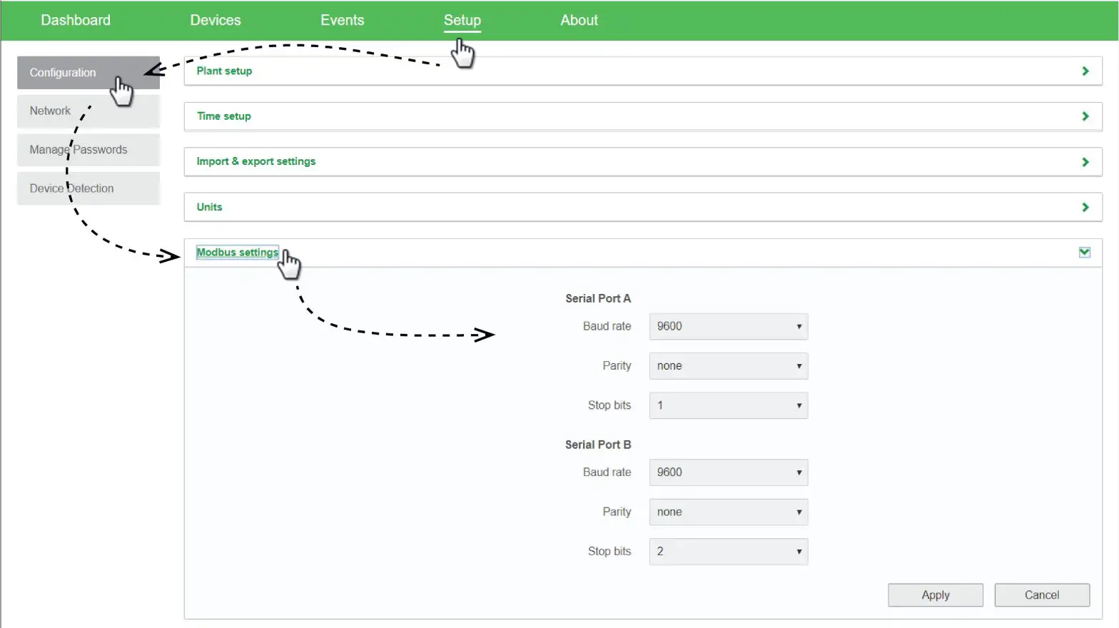 Schneider InsightFacility- Serial Port