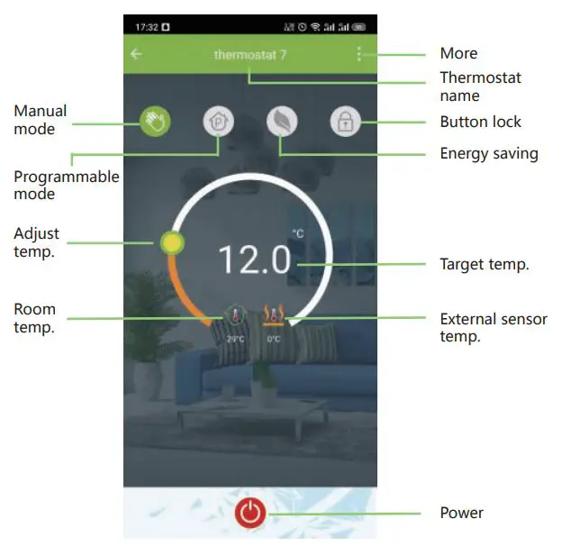 beca BHT-001Series Round Thermostat User Guide - APP operation interface description