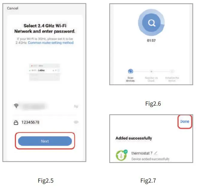 beca BHT-001Series Round Thermostat User Guide - Fig 2.5.6.7