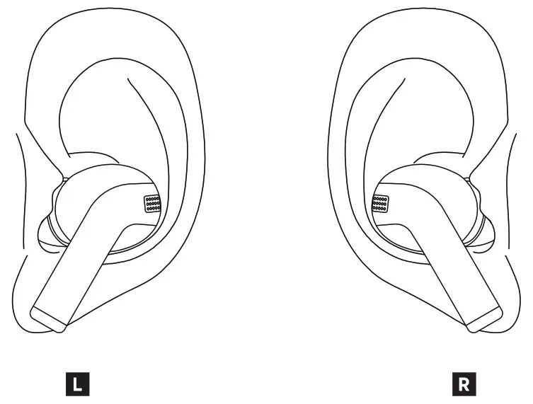 gabb WIRELESS T11 Wireless Earbuds - Wearing Diagram